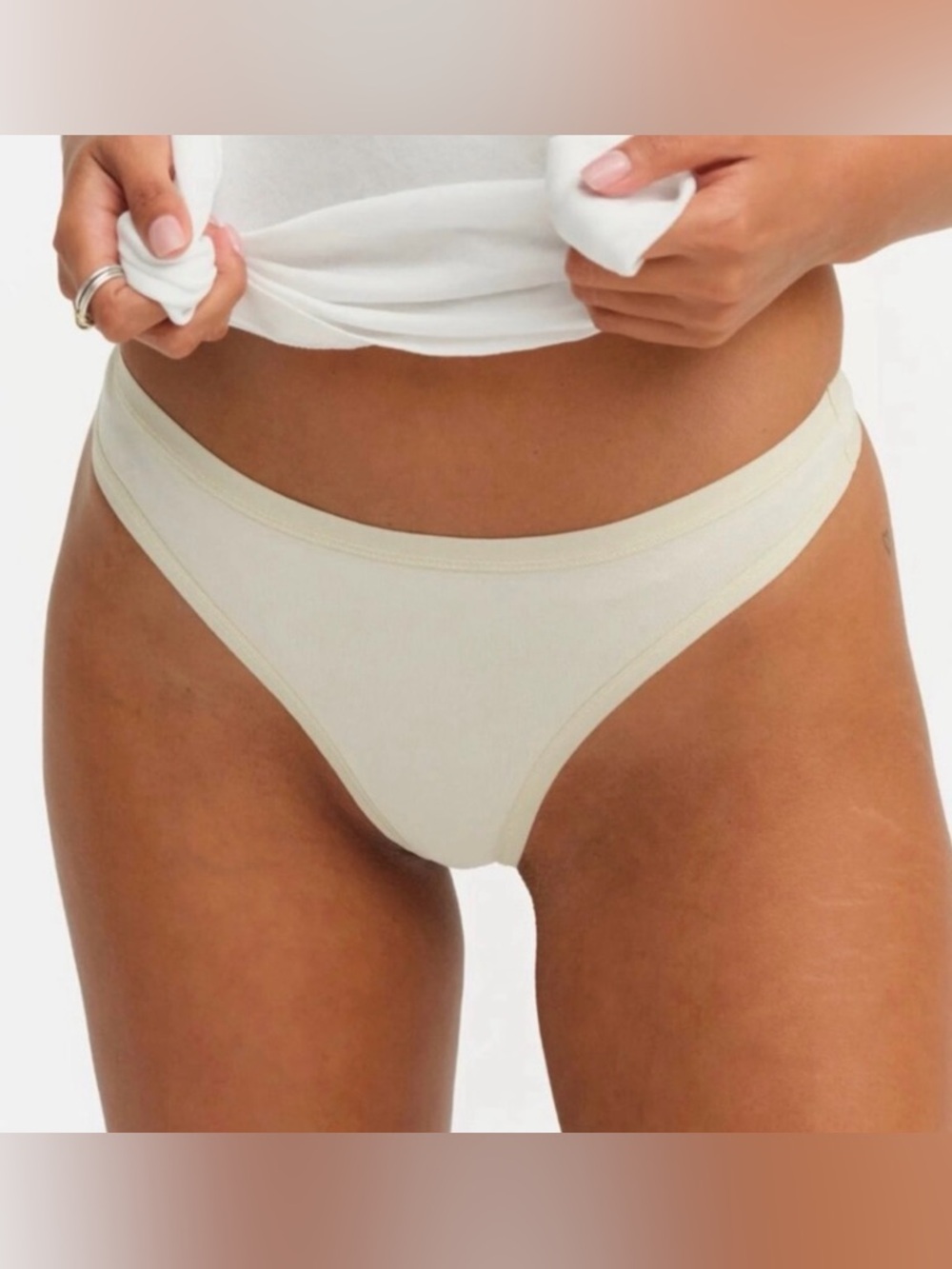 NEW!! MATE The Label 🌺 Tencel Comfort Mid Rise Thong NWT XL True White
